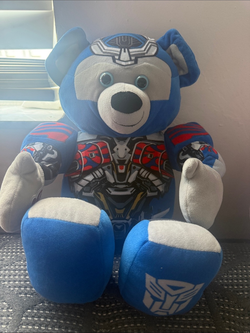 2017 Transformers Build a bear Blue Robot-Themed Plush Bear for Kids -